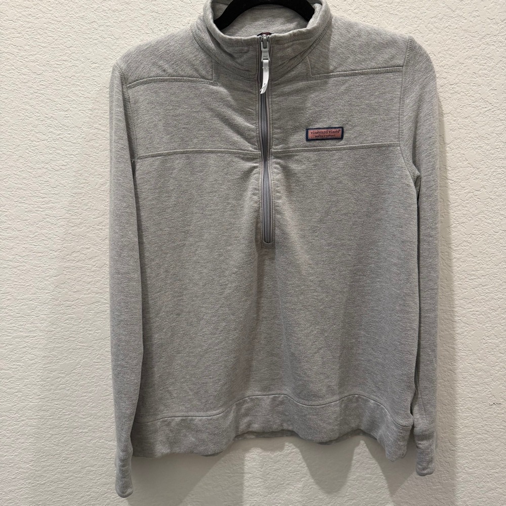 Vineyard Vines Womens Small Gray Quarter Zip Pullover Mock Neck Sweatshirt